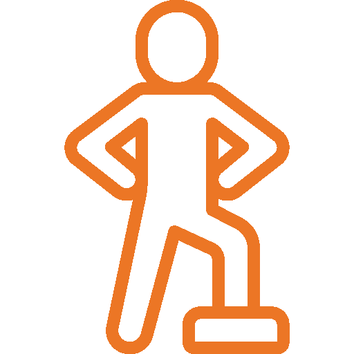 An orange and white background.