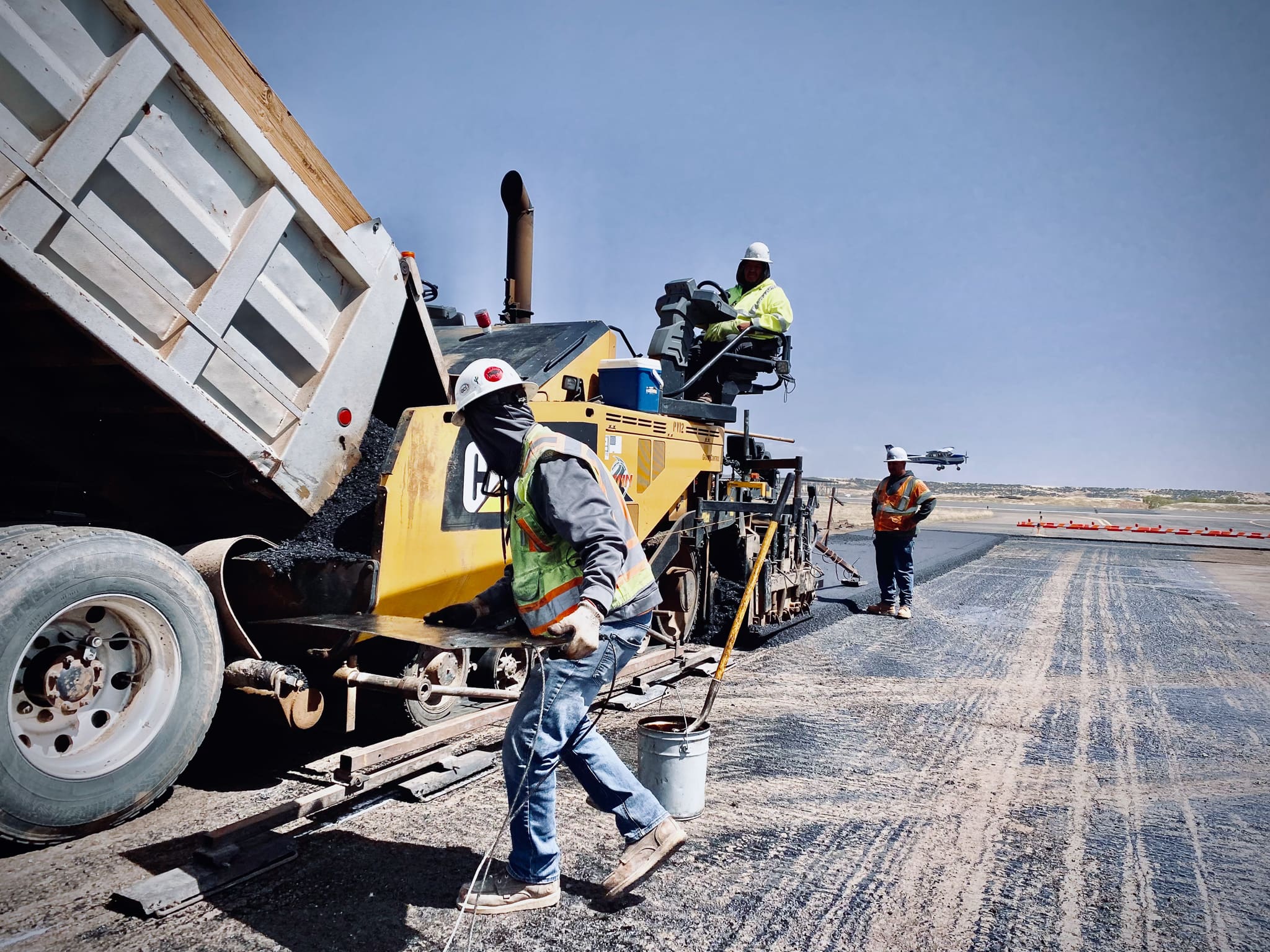 Two men working on Taxiway C relocation near Prescott Regional Airport.